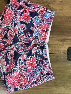 Vibrant Paisley Print Shorts in Navy & Pink